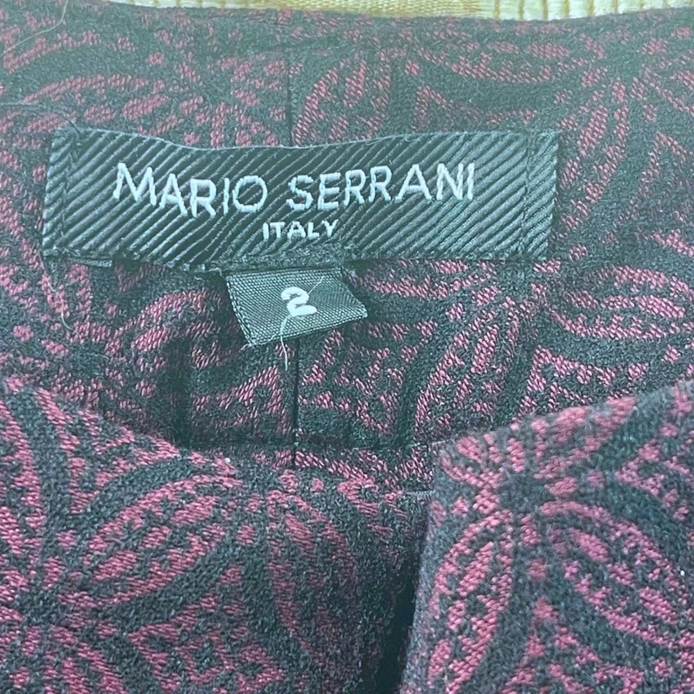 Mario Serrani Italy Womens Burgundy Geometric Medallion Slim Dress‎ Pants Size 2